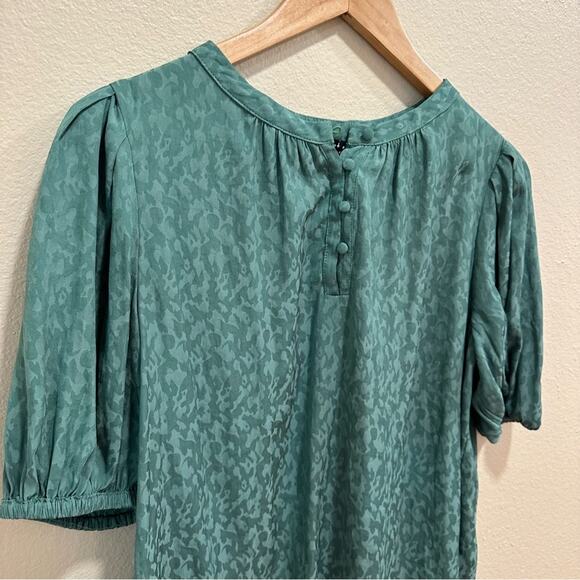 Anthropologie Current Air Green Jacquard Blouse Medium - Picture 10 of 12